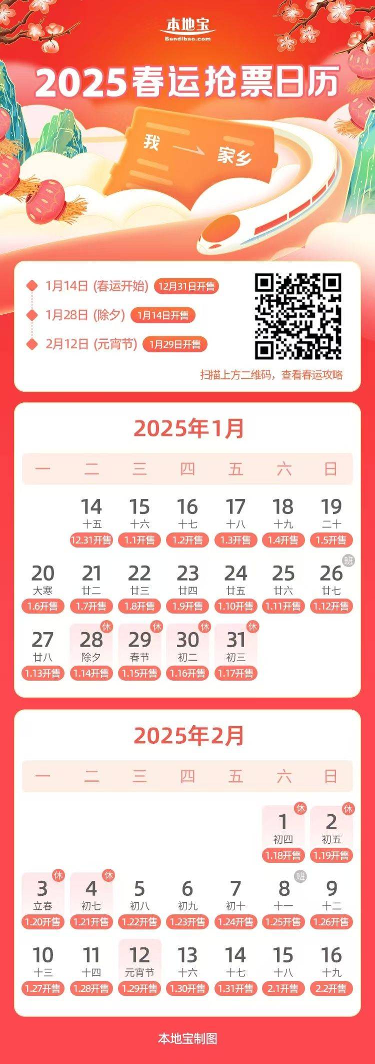 2025春节火车票什么时间开始预售？附购票入口