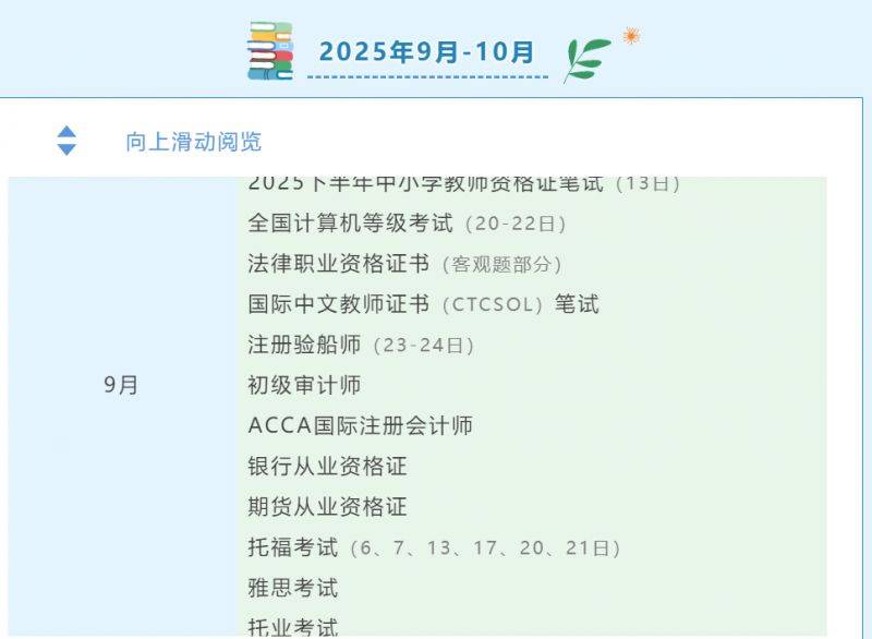2025考证日历时间安排表（6）