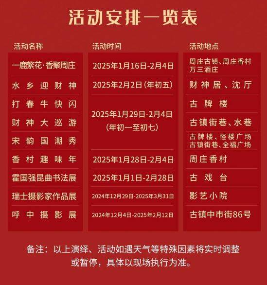 2025周庄春节活动安排（时间+亮点+福利）