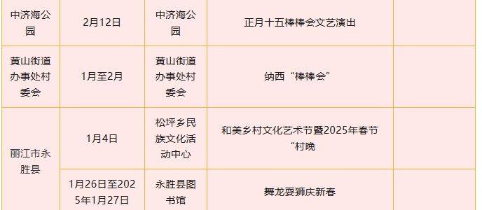 2025年丽江市春节活动汇总（3）