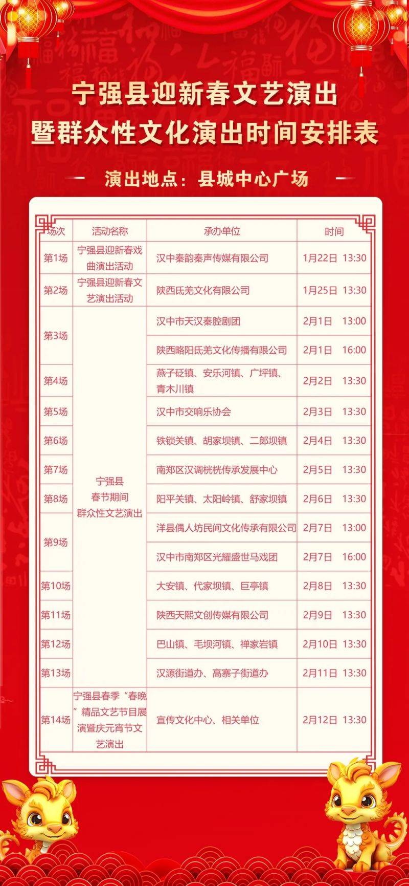 2025陕西汉中宁强春节文旅活动汇总（时间+地点）