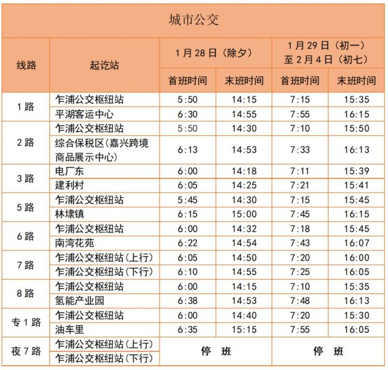 2025嘉兴春节港区公交营运时间调整