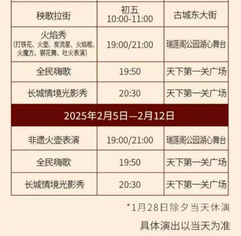 2025秦皇岛山海关古城年博会活动节目单（2）