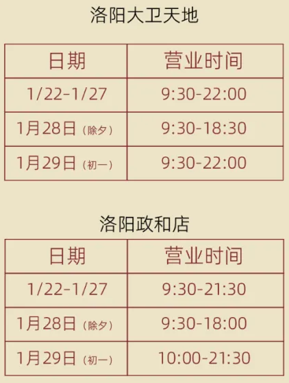 2025洛阳商场超市春节营业时间汇总(持续更新)(2) 2025洛阳商场超市春节营业时间汇总(持续更新)(2)