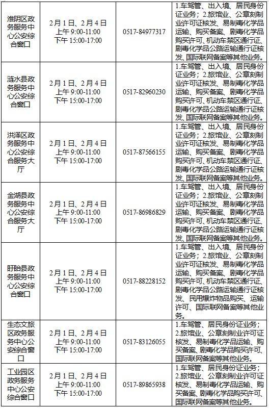 2025年春节期间全市公安政务服务窗口业务办理时间公告（2）