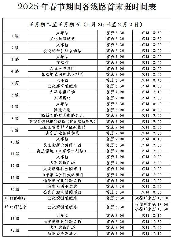 2025年潍坊公交春节运营时间调整（17）