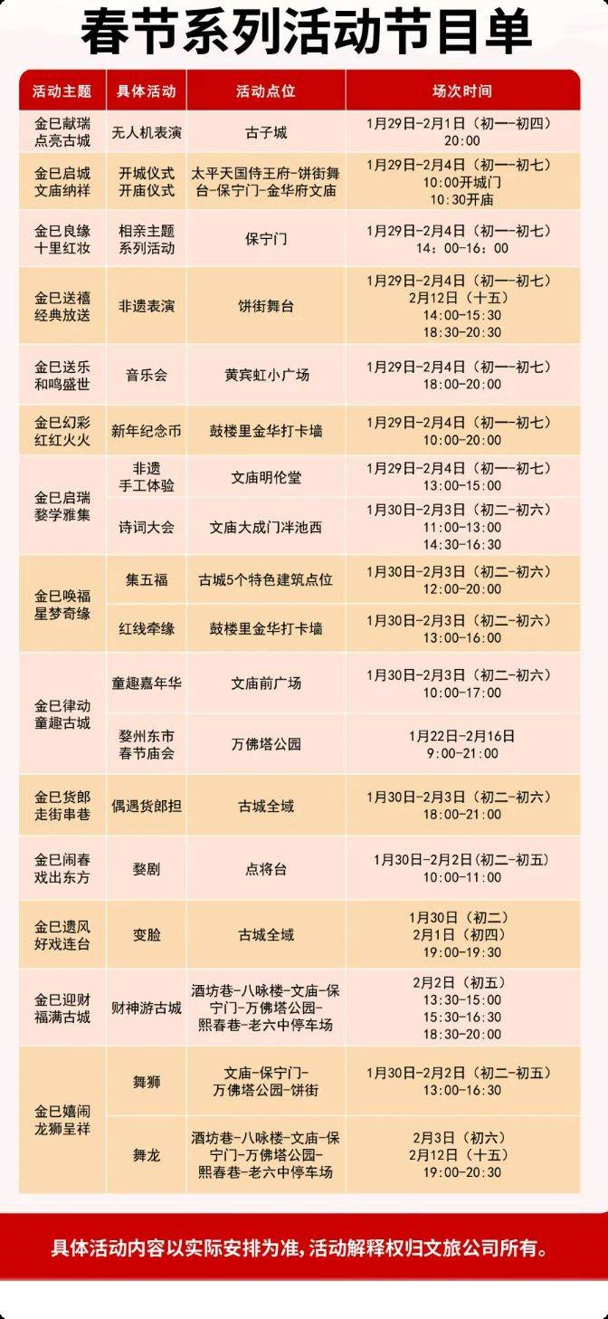 2025春节金华婺州古城舞龙舞狮时间+地点 2025春节金华婺州古城舞龙舞狮时间+地点