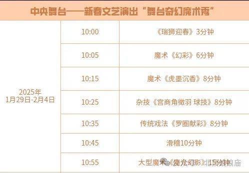 2025北京北顶娘娘庙新春魔术嘉年华演出时间表（2）