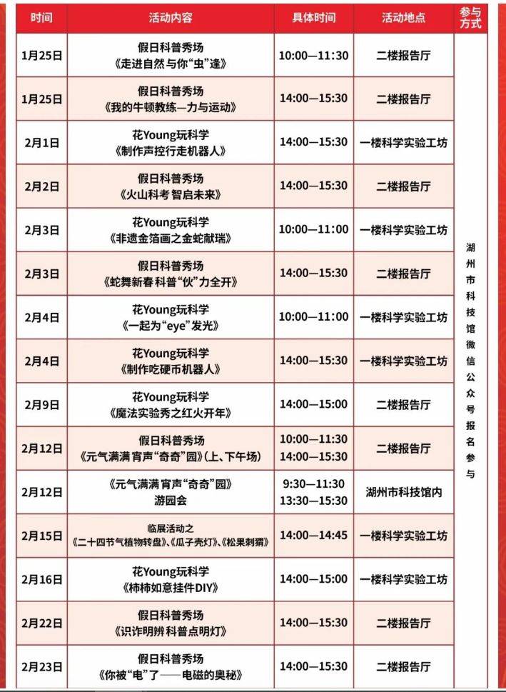 2025湖州市科技馆春节开放时间（2）