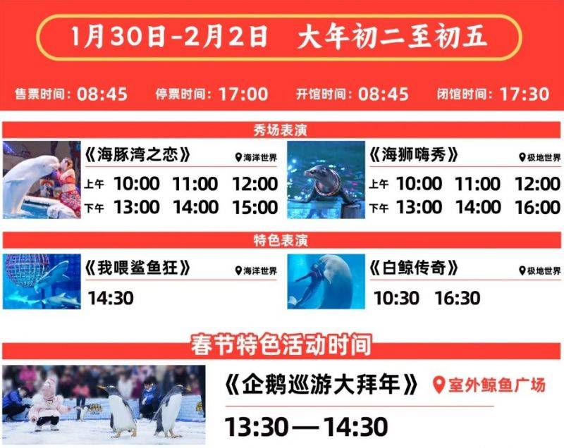 2025大连圣亚海洋世界春节表演时间表（4）