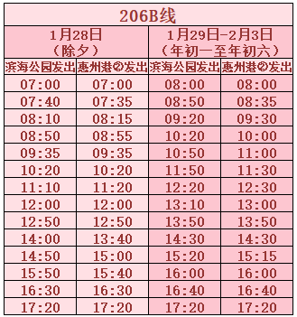 2025年春节期间大亚湾公交线路运营时间表(7) 2025年春节期间大亚湾公交线路运营时间表(7)