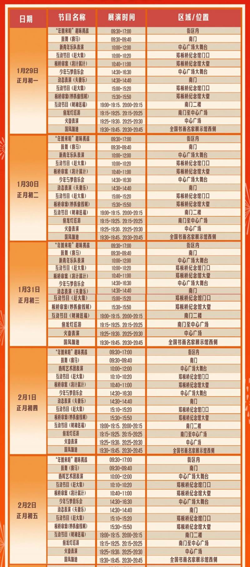 2025年潍坊十笏园文化街区春节庙会演出时间表