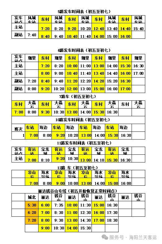 2025春节烟台海阳市公交运营时间（5）