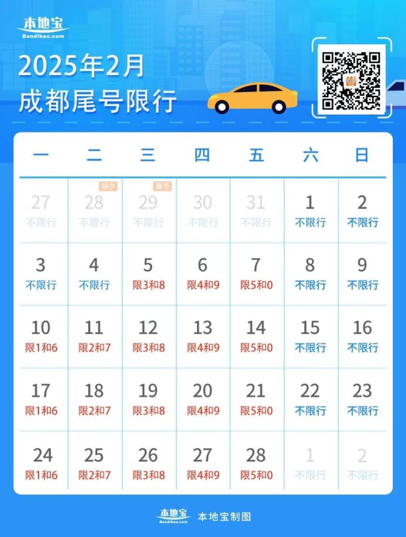 成都2月限行图