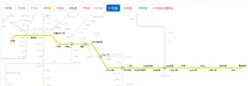 武汉11号线地铁站点线路图（最新）