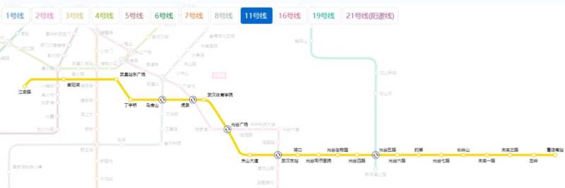 武汉地铁11号线全部站点线路图