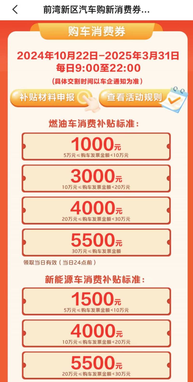 2025年宁波前湾新区购车消费券活动细则