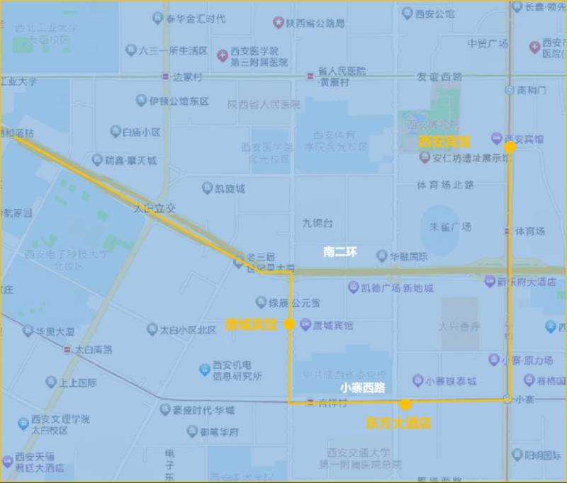 西安机场大巴西安宾馆线时间表及路线图 西安机场大巴西安宾馆线时间表及路线图