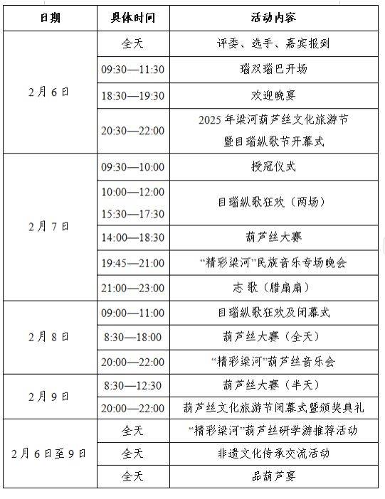 2025年梁河目瑙纵歌节活动日程表