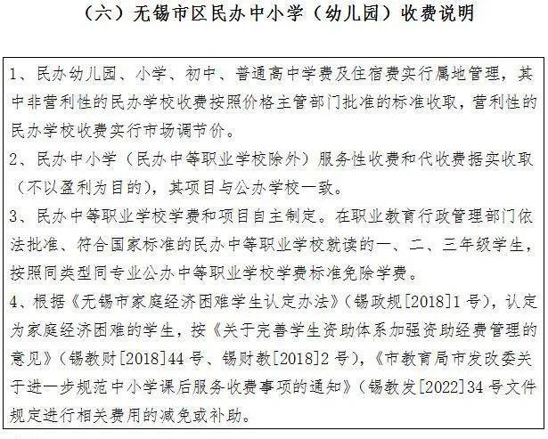2025年春季学期无锡市区中小学（幼儿园）学费标准（6）