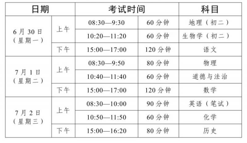 2025年佛山中考时间（附考试时间表）