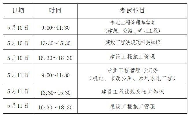 2025海南二建考试（时间+考点+科目） 
