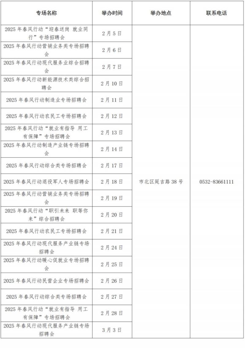 2025青岛市本级招聘会时间、地点