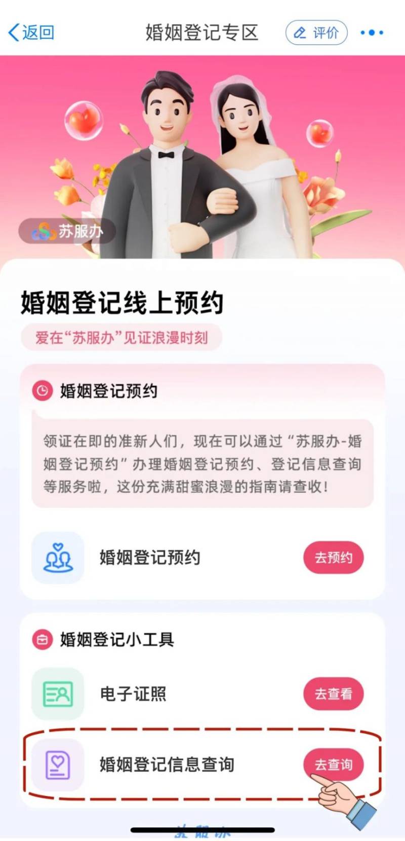 苏服办婚姻登记信息查询方式