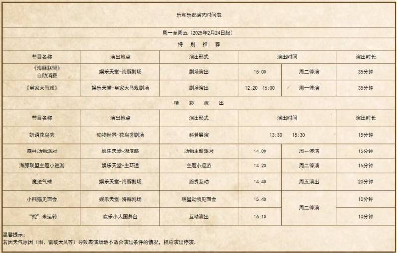 2025重庆乐和乐都表演时间表（持续更新）
