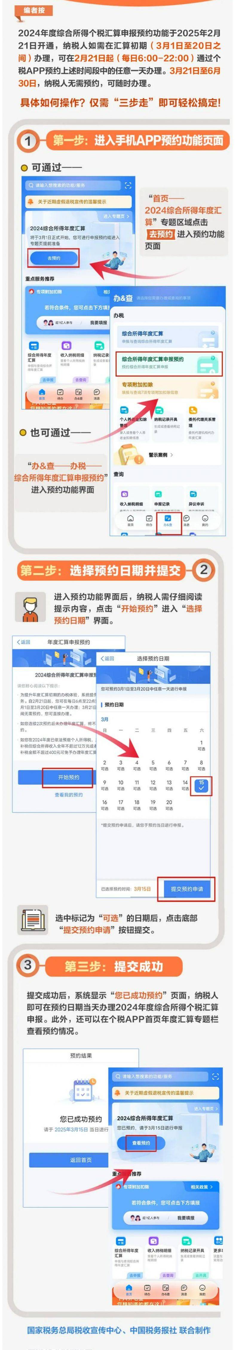 2024年度个税汇算办理指南(预约+申报)