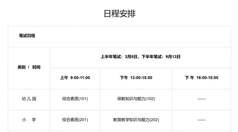 2025教师资格证考试时间安排
