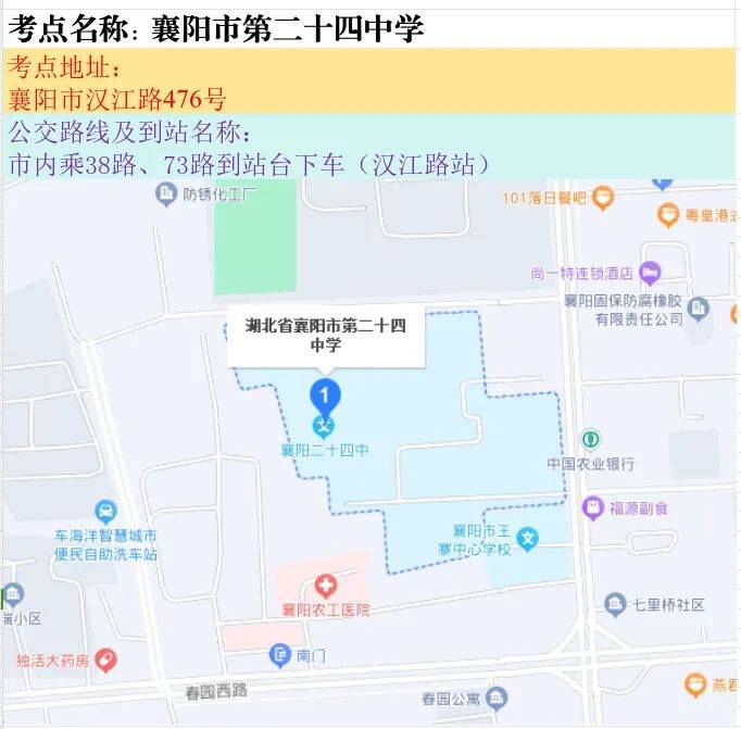 2025湖北省市县乡考试录用公务员笔试襄阳考区考点地图（7）