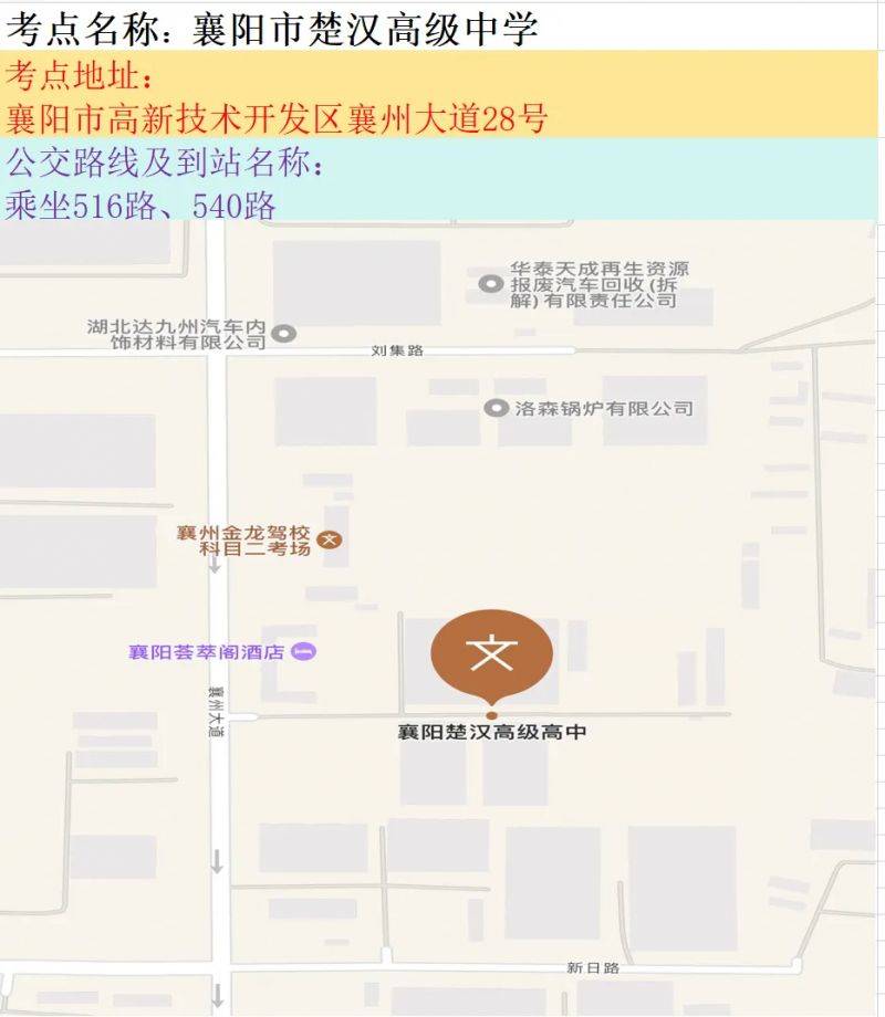 2025湖北省市县乡考试录用公务员笔试襄阳考区考点地图（9）