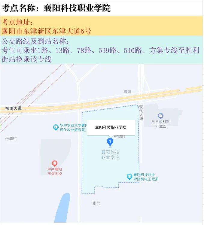 2025湖北省市县乡考试录用公务员笔试襄阳考区考点地图（12）