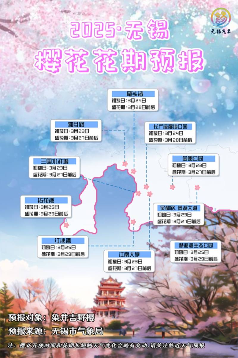 2025无锡樱花盛花期时间表
