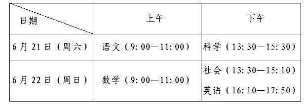 2025年绍兴中考考试时间